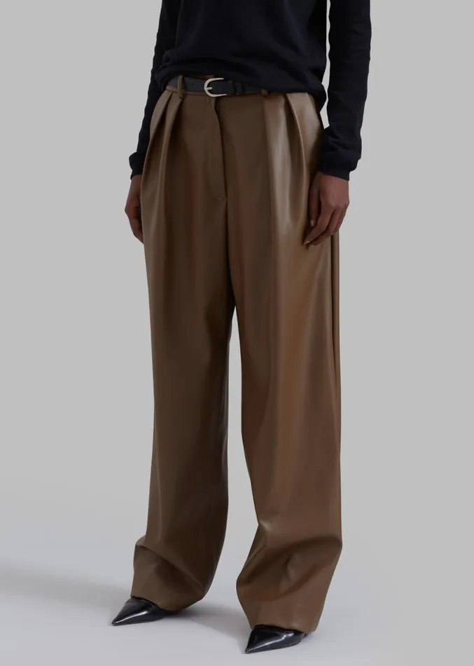 The Frankie Shop Tranton Faux Leather Pants 8211 Brown Women Clothing