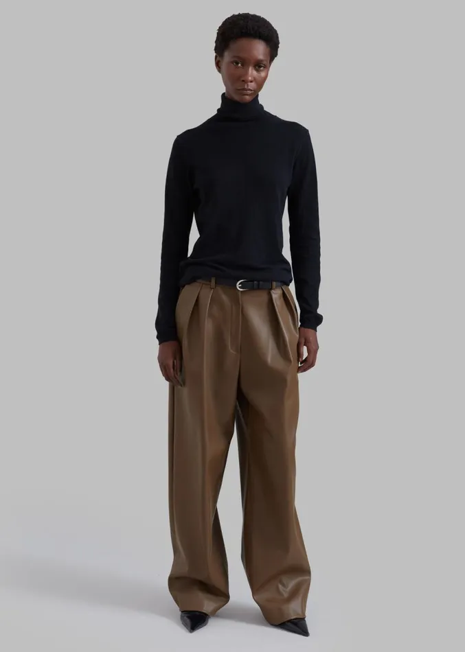 The Frankie Shop Tranton Faux Leather Pants 8211 Brown Women Clothing