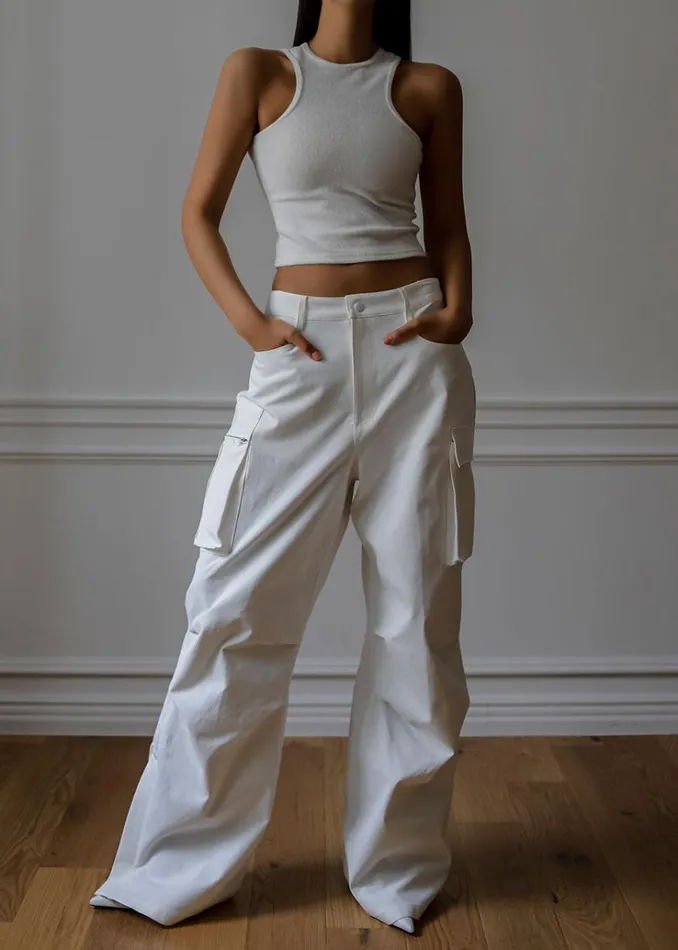 The Frankie Shop Valo Cargo Pants 8211 White Women Bottoms