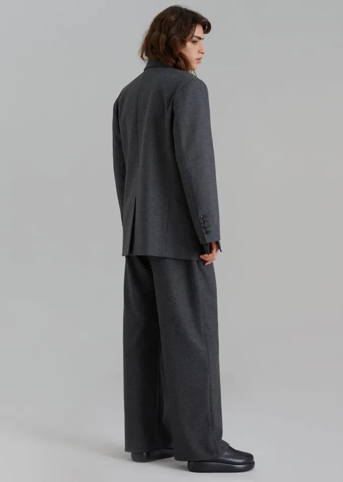The Frankie Shop Vance Double Breasted Blazer 8211 Charcoal Women Outerwear