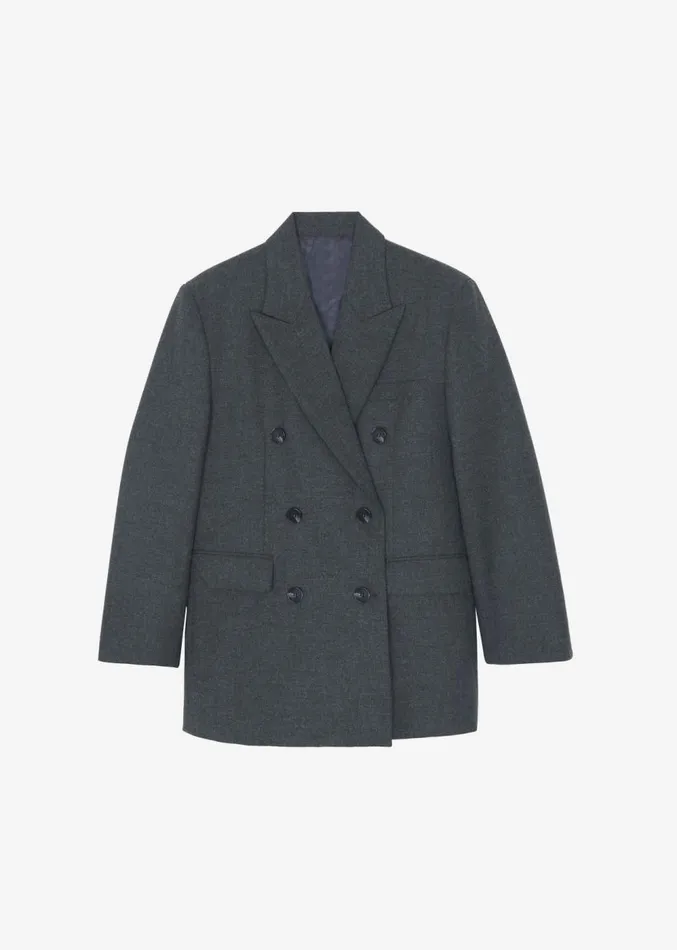The Frankie Shop Vance Double Breasted Blazer 8211 Charcoal Women Outerwear