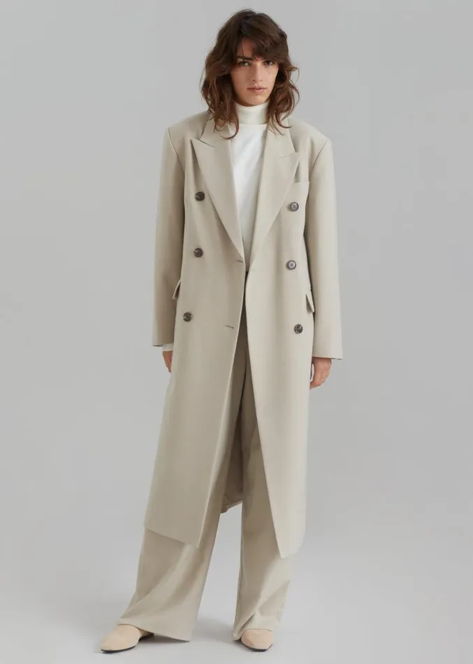 The Frankie Shop Vance Double Breasted Coat 8211 Beige Women Outerwear