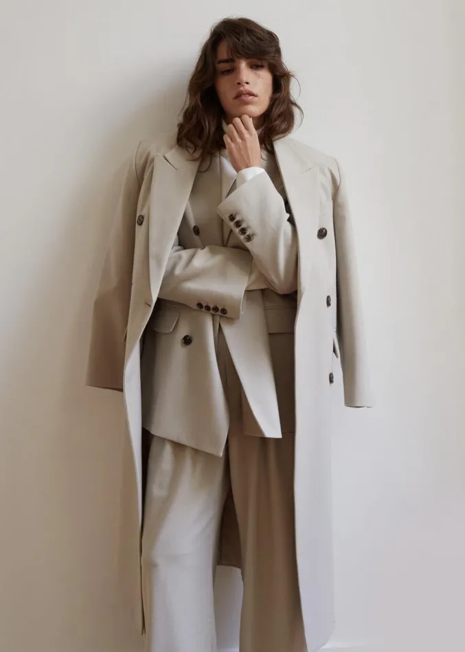 The Frankie Shop Vance Double Breasted Coat 8211 Beige Women Outerwear