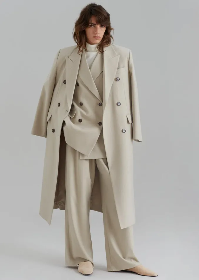 The Frankie Shop Vance Double Breasted Coat 8211 Beige Women Outerwear