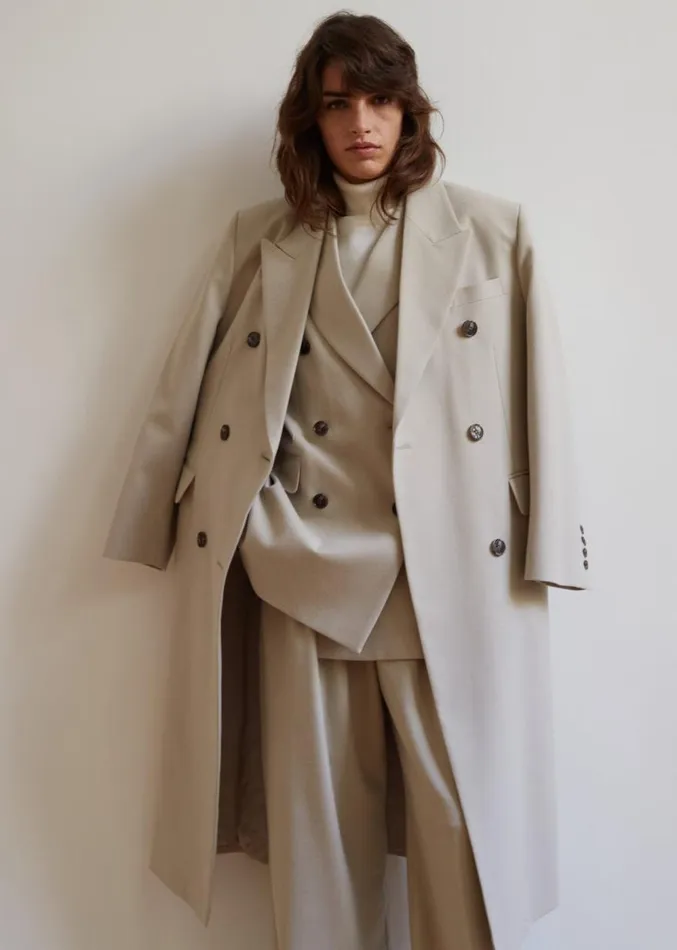 The Frankie Shop Vance Double Breasted Coat 8211 Beige Women Outerwear