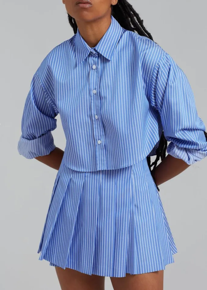 The Frankie Shop Venus Pleated Skirt 8211 White Stripe Women Clothing
