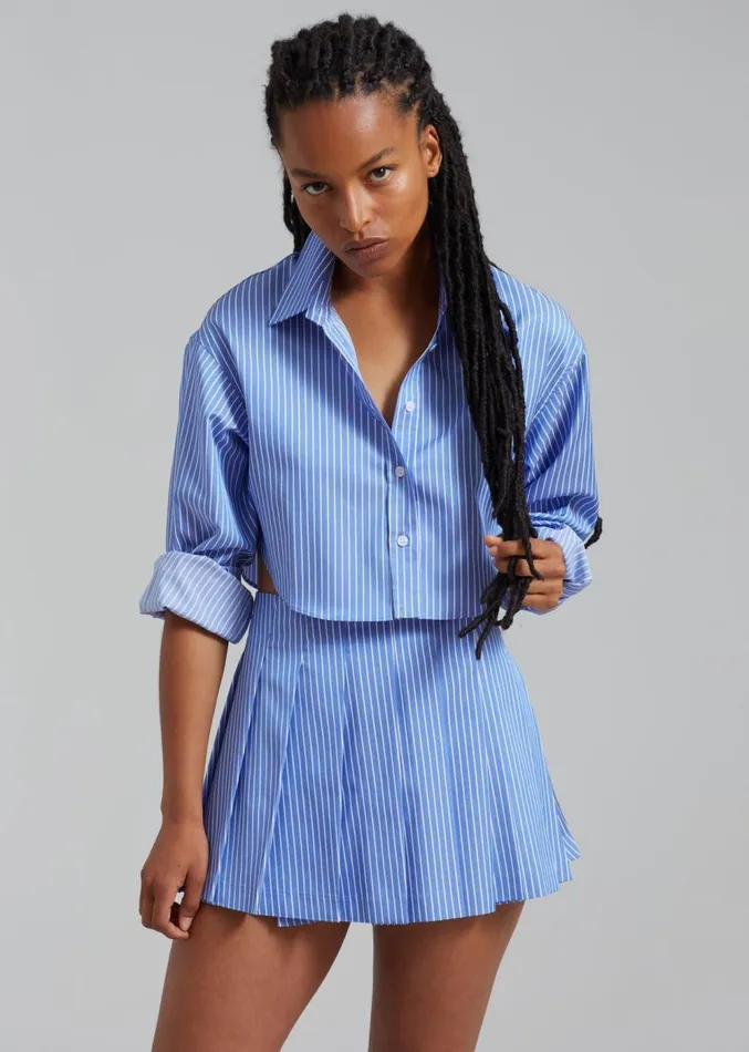 The Frankie Shop Venus Pleated Skirt 8211 White Stripe Women Clothing