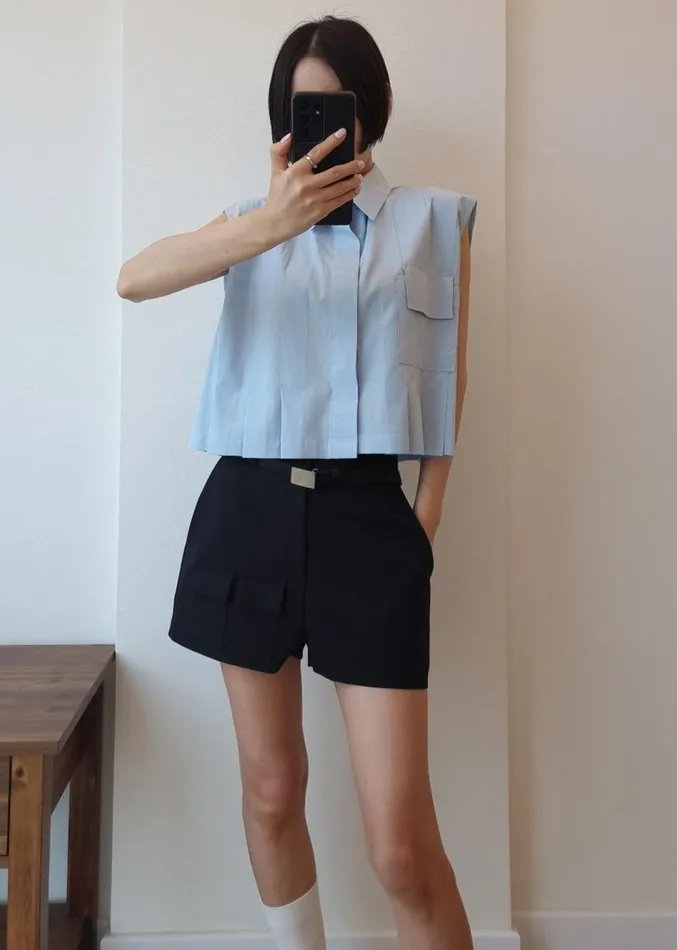 The Frankie Shop Wendy Mini Shorts 8211 Navy Women Clothing