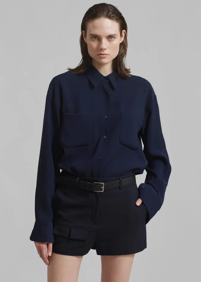 The Frankie Shop Wendy Mini Shorts 8211 Navy Women Clothing
