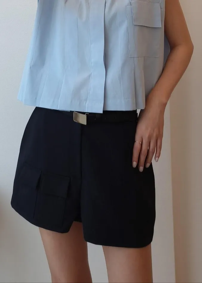 The Frankie Shop Wendy Mini Shorts 8211 Navy Women Clothing