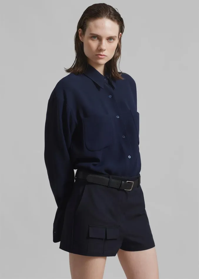 The Frankie Shop Wendy Mini Shorts 8211 Navy Women Clothing
