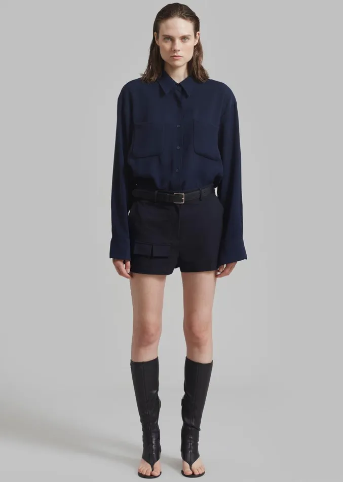 The Frankie Shop Wendy Mini Shorts 8211 Navy Women Clothing