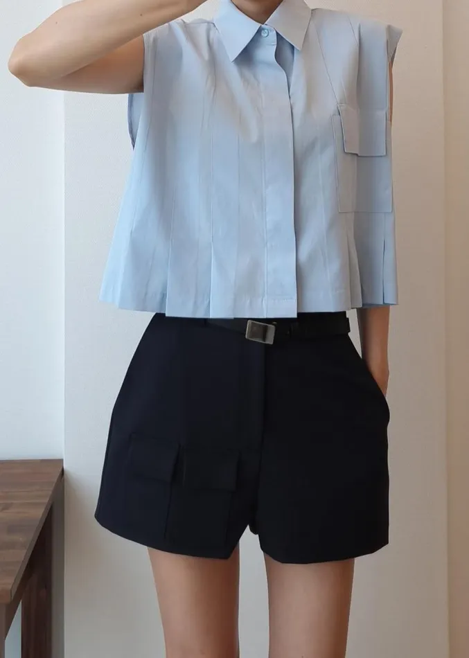 The Frankie Shop Wendy Mini Shorts 8211 Navy Women Clothing