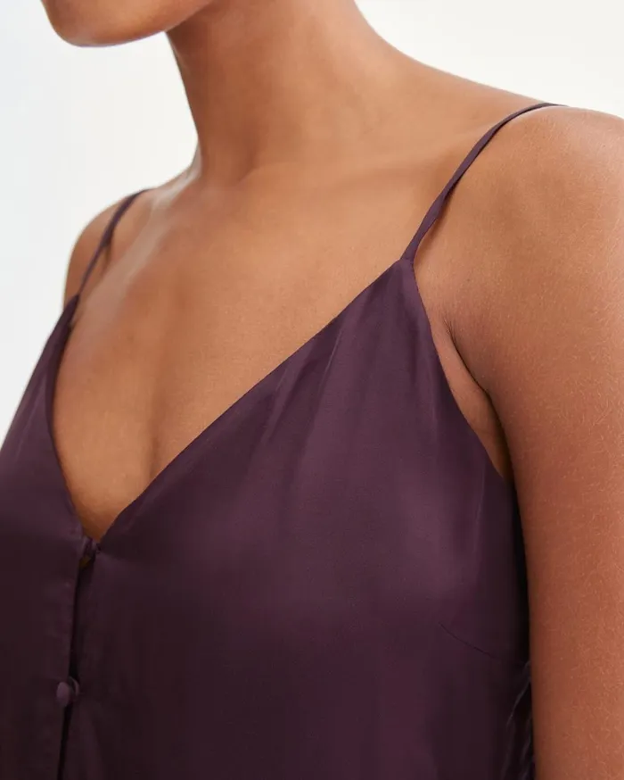 Tops Women 7 For All Mankind Button Front Cami In Wine