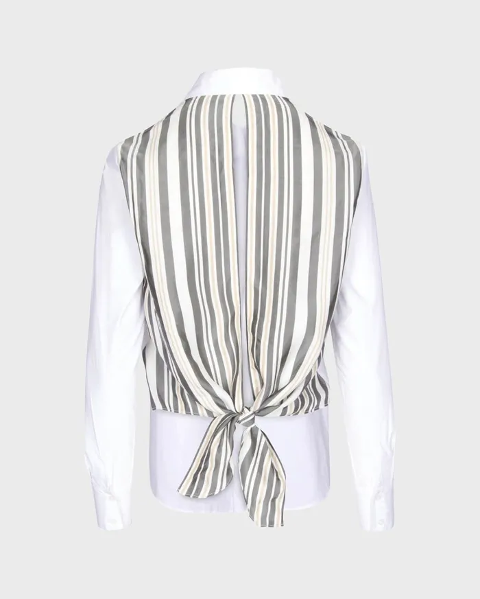 Tops Women 7 For All Mankind Button Up Shirt With Stripe Tie Back