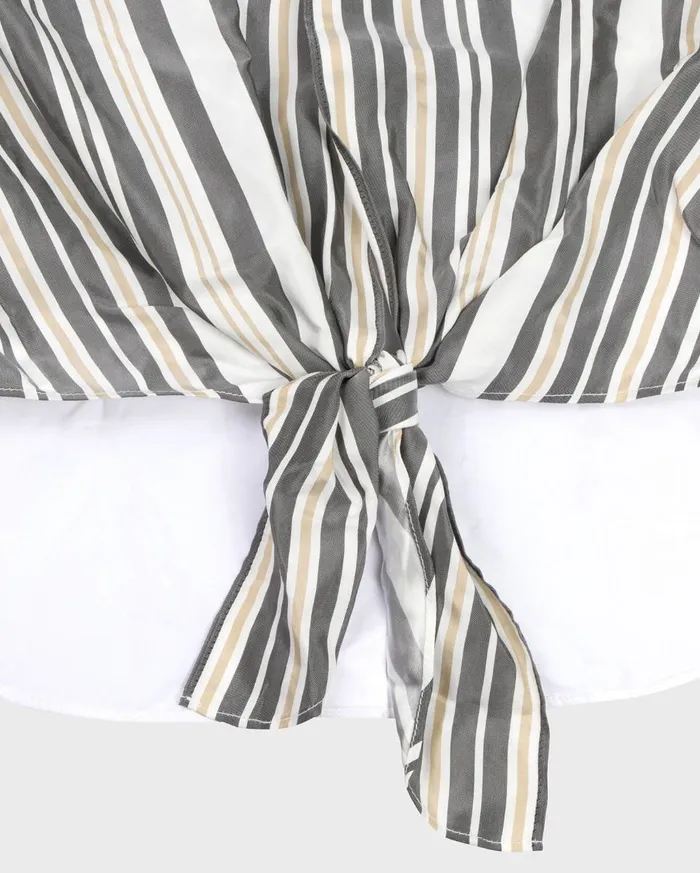 Tops Women 7 For All Mankind Button Up Shirt With Stripe Tie Back