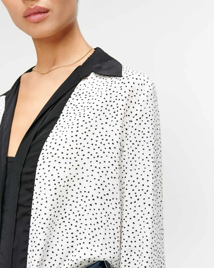 Tops Women 7 For All Mankind Colorblock Collared Shirt In Mini Triangle Print
