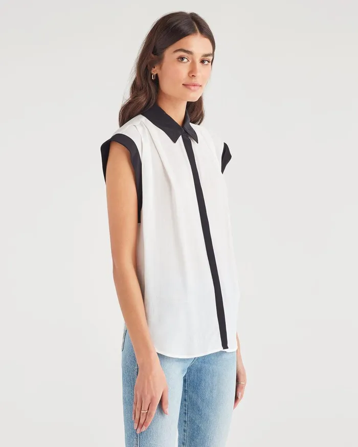 Tops Women 7 For All Mankind Contrast Cuff Drop Shoulder Top In Soft White