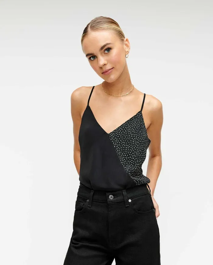Tops Women 7 For All Mankind CrossFront Cami In Soft WhiteBlack