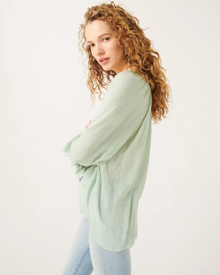Tops Women 7 For All Mankind Deep VNeck Raglan Blouse In Celadon