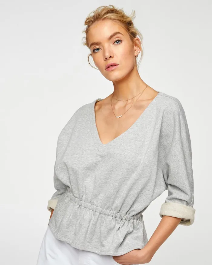 Tops Women 7 For All Mankind Dolman Sleeve Peplum Sweater In Heather Grey