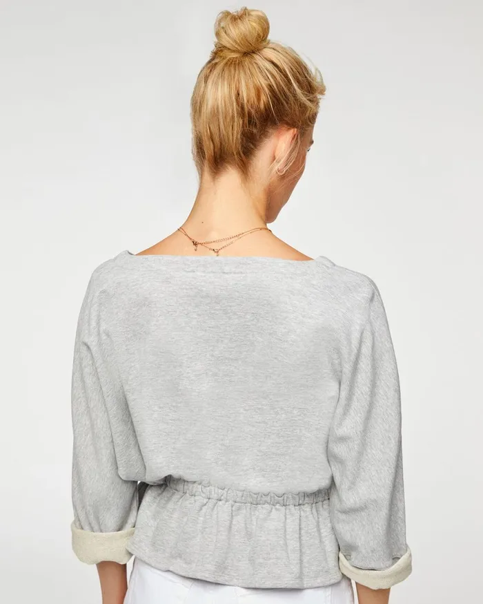 Tops Women 7 For All Mankind Dolman Sleeve Peplum Sweater In Heather Grey