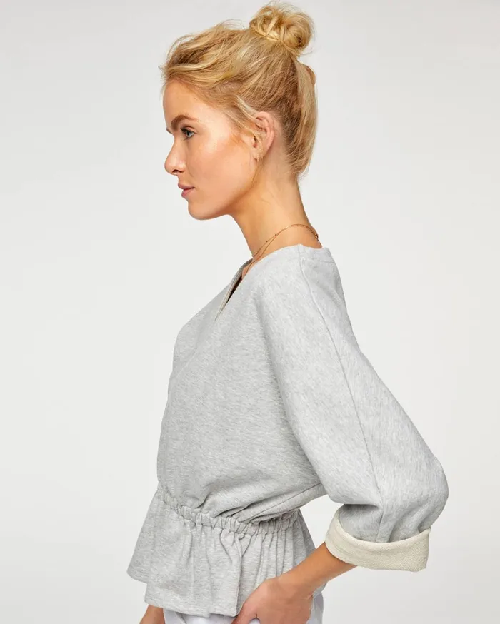 Tops Women 7 For All Mankind Dolman Sleeve Peplum Sweater In Heather Grey