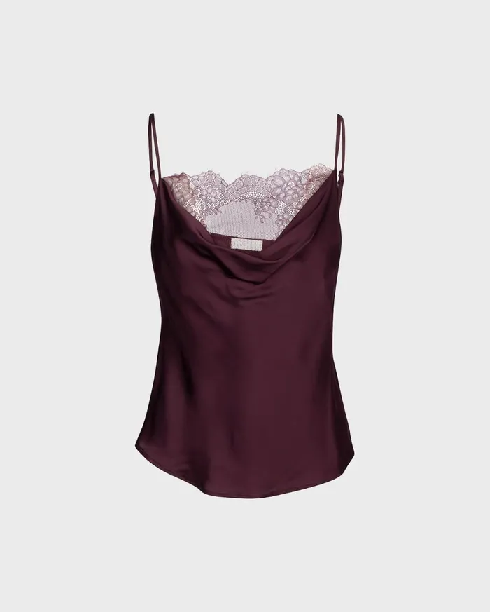 Tops Women 7 For All Mankind Lace Cowl Neck Cami In Wine