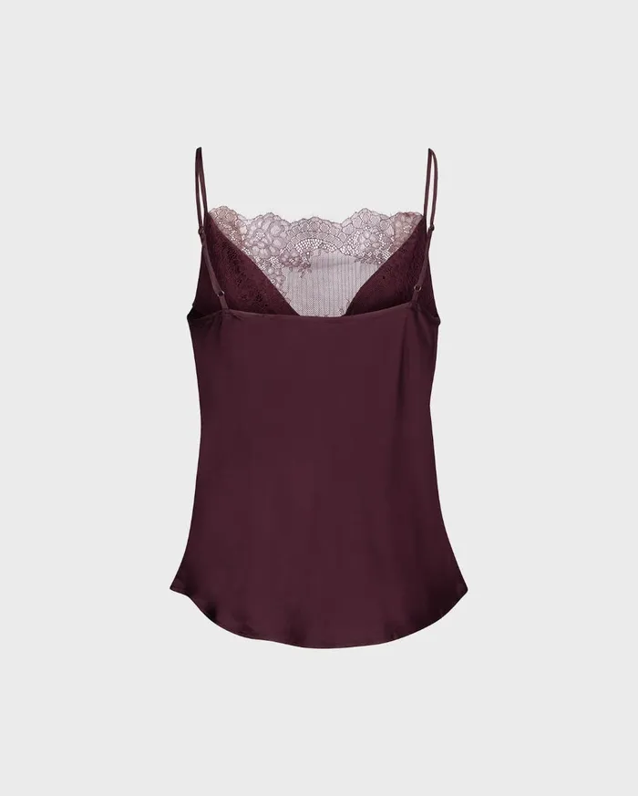 Tops Women 7 For All Mankind Lace Cowl Neck Cami In Wine