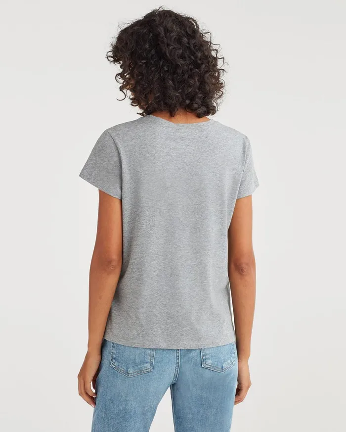 Tops Women 7 For All Mankind Pima Cotton Baby Tee In Heather Grey