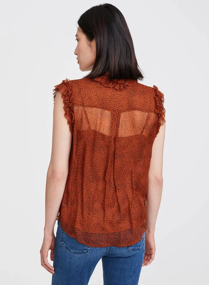 Tops Women 7 For All Mankind Ruffle Front Sleeveless Top In Mini Cheetah