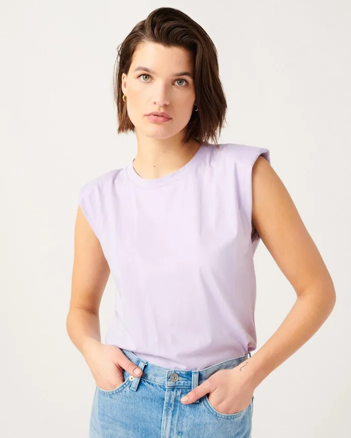 Tops Women 7 For All Mankind Shoulder Pad Tee In Light Violet