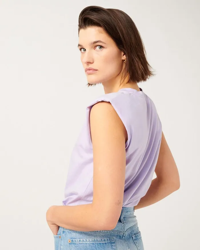 Tops Women 7 For All Mankind Shoulder Pad Tee In Light Violet