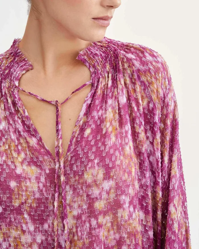 Tops Women 7 For All Mankind Smock Drop Neck Top In Wine Berry