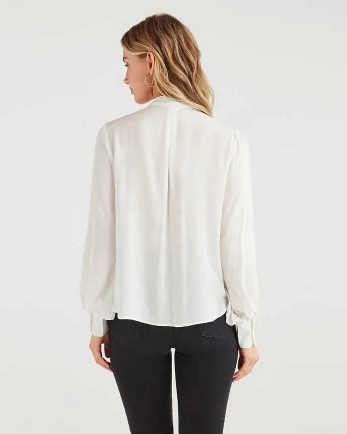 Tops Women 7 For All Mankind V Neck Tie Blouse In Optic White