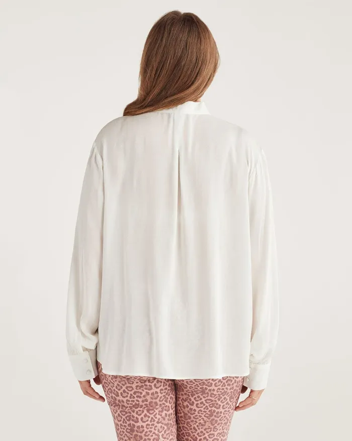 Tops Women 7 For All Mankind V Neck Tie Blouse In Optic White