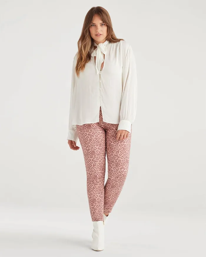 Tops Women 7 For All Mankind V Neck Tie Blouse In Optic White