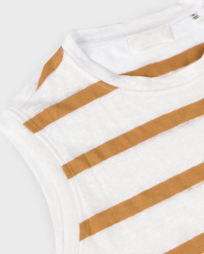 Tops Women 7 For All Mankind Welt Pocket Muscle Tee In WhiteAmber Stripe