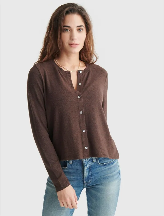 Tops Women Lucky Brand Cloud Jersey Cardi Tee Dark Chocolate