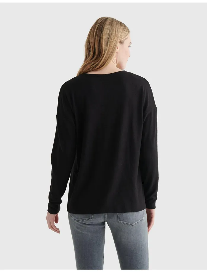 Tops Women Lucky Brand Hacci VNeck Top Jet Black