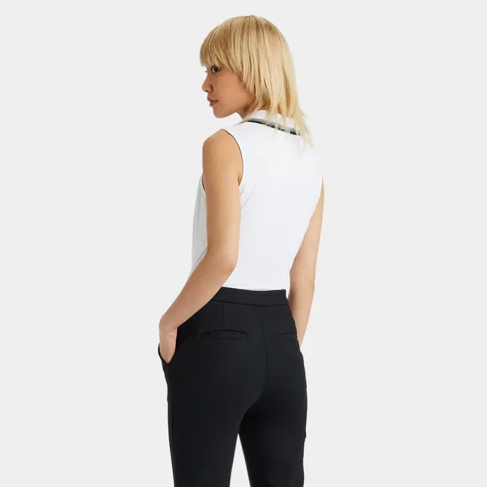 Tux Rib Pleated Collar Silky Tech Nylon Sleeveless Polo Snow Women GFORE Tops