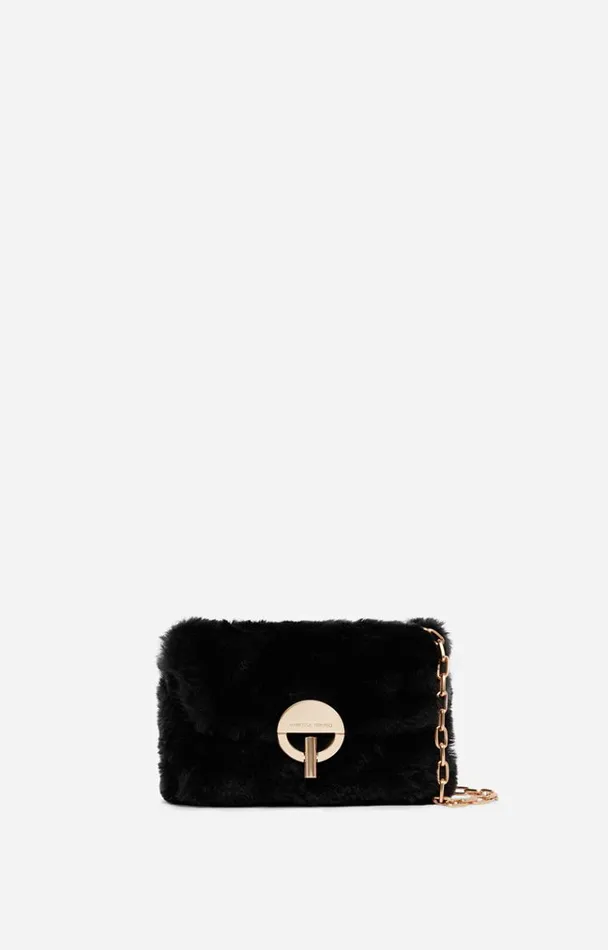 Vanessa Bruno Crossbody Bags Women Faux Fur Nano Moon Bag Noir