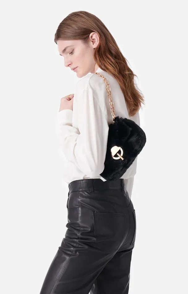 Vanessa Bruno Crossbody Bags Women Faux Fur Nano Moon Bag Noir Vanessa Bruno Crossbody Bags Women Faux Fur Nano Moon Bag Noir