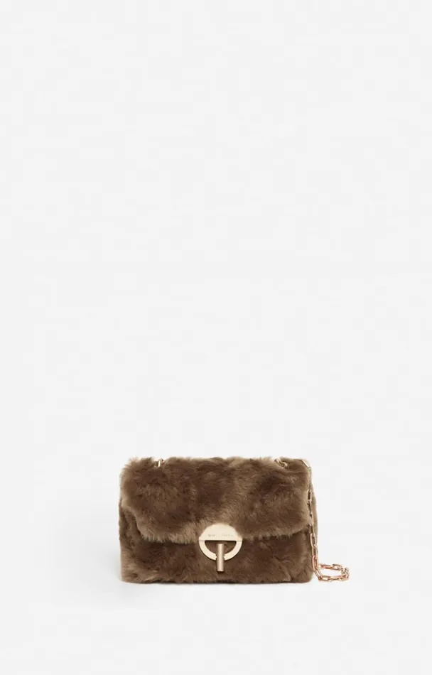 Vanessa Bruno Crossbody Bags Women Faux Fur Nano Moon Bag Taupe