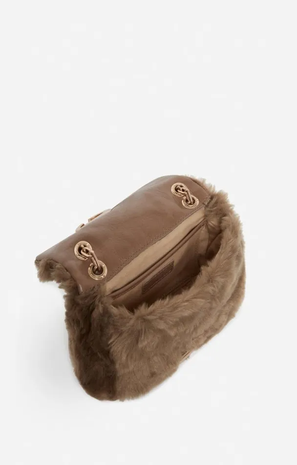 Vanessa Bruno Crossbody Bags Women Faux Fur Nano Moon Bag Taupe Vanessa Bruno Crossbody Bags Women Faux Fur Nano Moon Bag Taupe