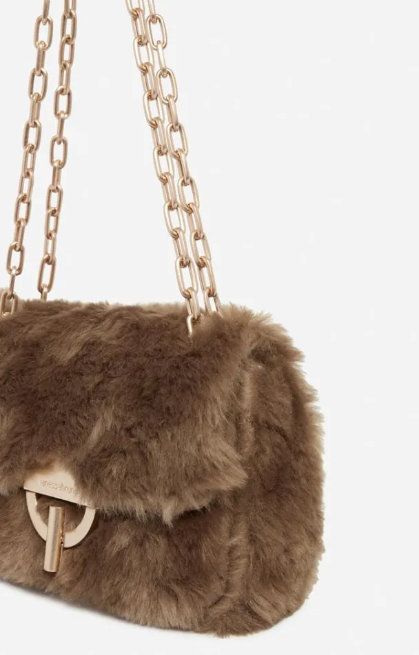 Vanessa Bruno Crossbody Bags Women Faux Fur Nano Moon Bag Taupe Vanessa Bruno Crossbody Bags Women Faux Fur Nano Moon Bag Taupe
