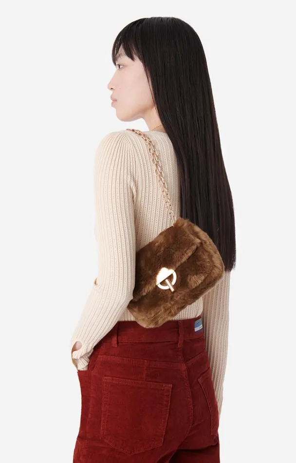 Vanessa Bruno Crossbody Bags Women Faux Fur Nano Moon Bag Taupe Vanessa Bruno Crossbody Bags Women Faux Fur Nano Moon Bag Taupe