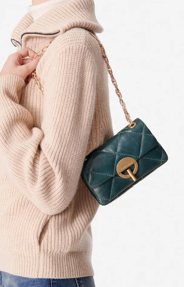 Vanessa Bruno Crossbody Bags Women Leather Nano Moon Bag Vert Bouteille Vanessa Bruno Crossbody Bags Women Leather Nano Moon Bag Vert Bouteille