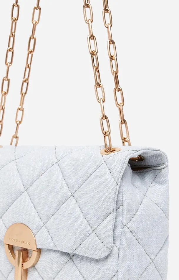 Vanessa Bruno Crossbody Bags Women Linen Moon Bag Aqua Vanessa Bruno Crossbody Bags Women Linen Moon Bag Aqua
