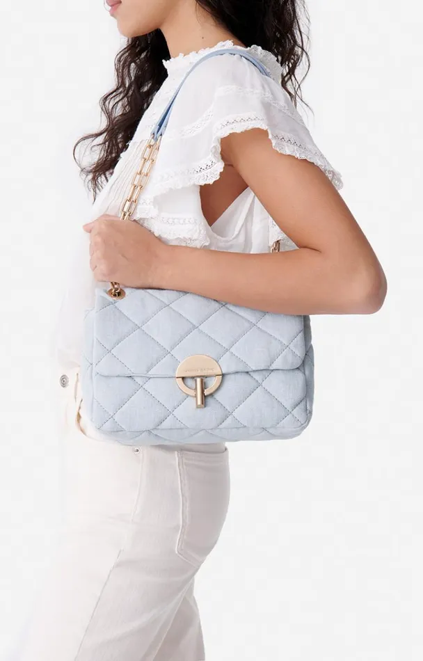 Vanessa Bruno Crossbody Bags Women Linen Moon Bag Aqua Vanessa Bruno Crossbody Bags Women Linen Moon Bag Aqua